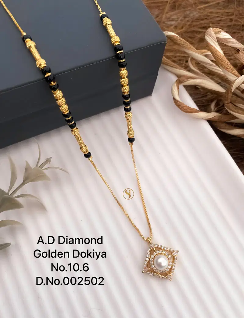 Dokiya 3 AD Diamond Golden Mangalsutra Wholesale Price In Surat
